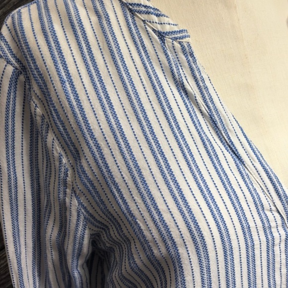 J. Crew Mercantile Tie Sleeve Button-Down Striped Women's Size Medium - Picture 4 of 5
